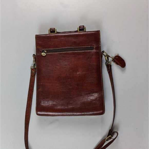 Vintage 1980s ConteMax Italian Leather Crossbody Bag Handmade Lock & Key Brown - Picture 6 of 15
